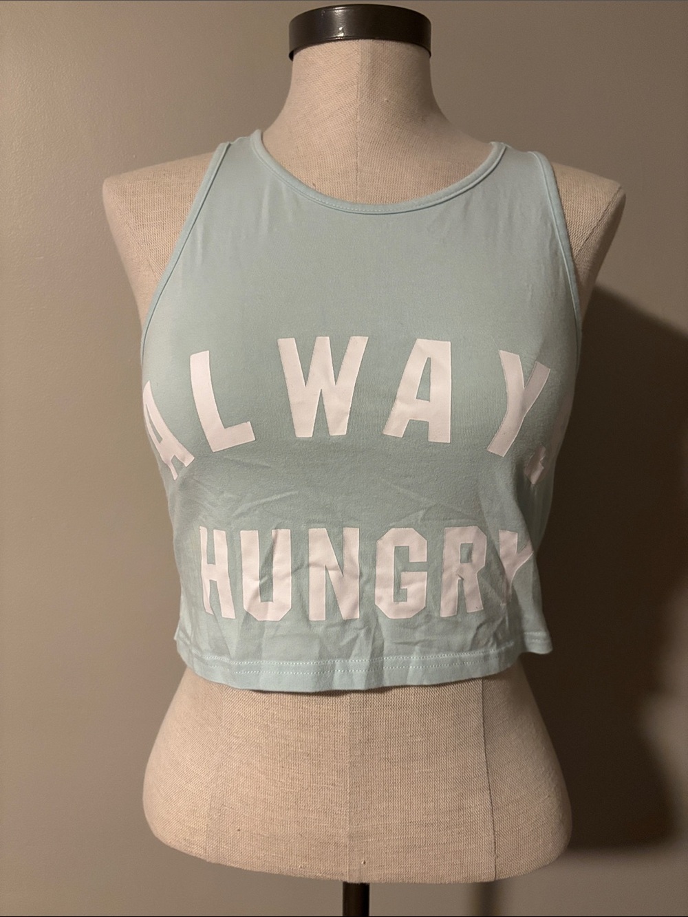 Always Hungry Womens Crop Tank Top - Light Blue